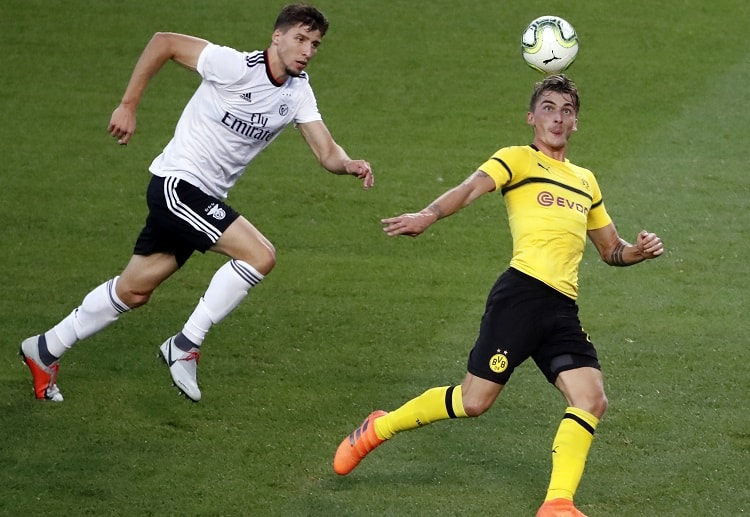 Benfica fan waves the scarf in support of the team against Borussia Dortmund in their International Champions Cup 2018 match
