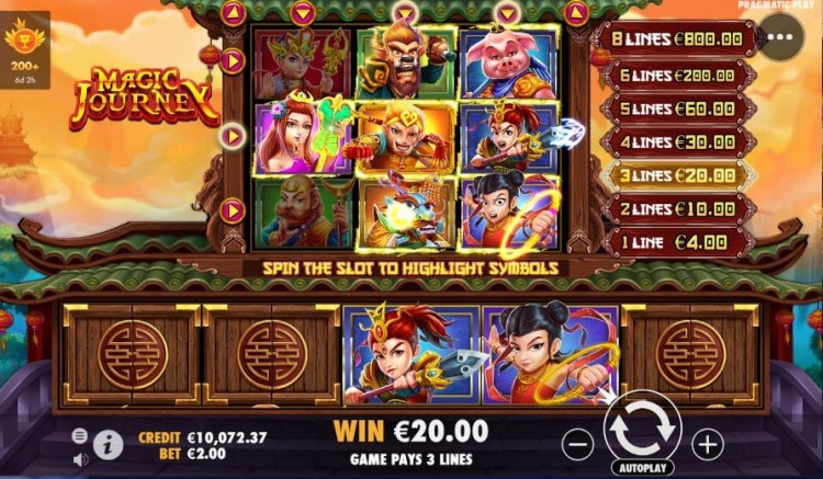 Trò chơi slot Magic Journey tại SBOBET bao gồm vòng xoay 1x5