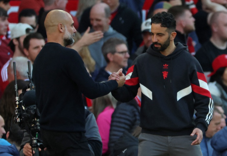 The Manchester derby in the Premier League will see Pep Guardiola face off against Rúben Amorim in a tactical battle